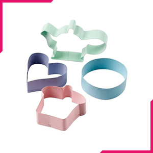 Cupcakes/Pastels 4 Piece Coloured Metal Cookie Cutter Set - bakeware bake house kitchenware bakers supplies baking