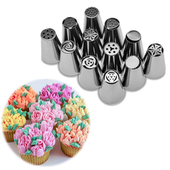 12 Pcs Multi-Design Russian Icing Nozzle/Tips for Cake Decorating - bakeware bake house kitchenware bakers supplies baking