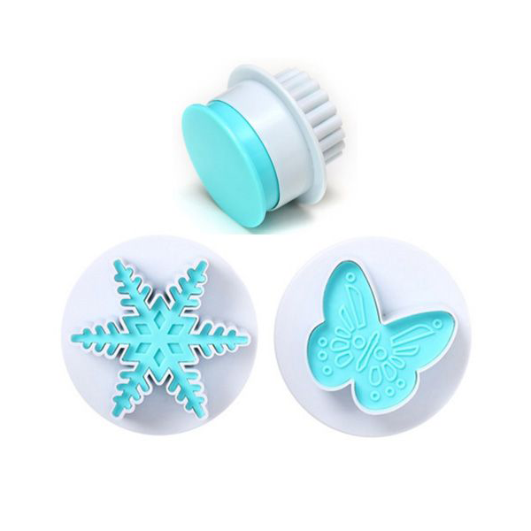 2pcs Snowflake Butterfly Cake Decorating Plunger Cutter - bakeware bake house kitchenware bakers supplies baking