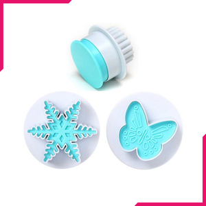 2pcs Snowflake Butterfly Cake Decorating Plunger Cutter - bakeware bake house kitchenware bakers supplies baking