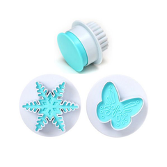 2pcs Snowflake Butterfly Cake Decorating Plunger Cutter - bakeware bake house kitchenware bakers supplies baking