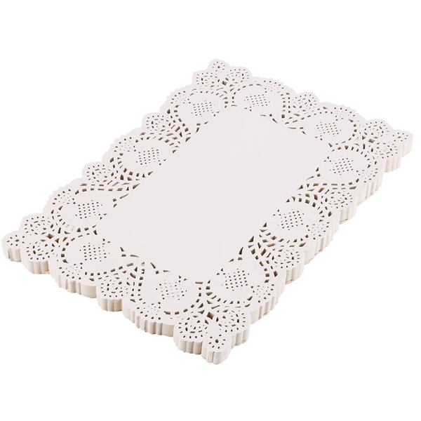 White Rectangle Lace Paper Doilies 50Pcs - bakeware bake house kitchenware bakers supplies baking