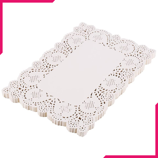 White Rectangle Lace Paper Doilies 50Pcs - bakeware bake house kitchenware bakers supplies baking