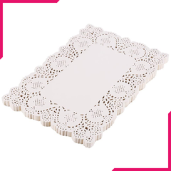 White Rectangle Lace Paper Doilies 50Pcs - bakeware bake house kitchenware bakers supplies baking