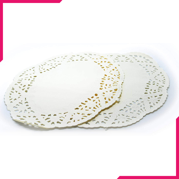 Oval Paper Doilies Wedding Decoration White Lace Pastry Mat 50Pcs - bakeware bake house kitchenware bakers supplies baking