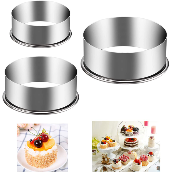 Stainless Steel Round Cookie Cutter Set 3Pcs - 5.5cm, 6.5cm, 7.5cm - bakeware bake house kitchenware bakers supplies baking