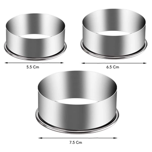 Stainless Steel Round Cookie Cutter Set 3Pcs - 5.5cm, 6.5cm, 7.5cm - bakeware bake house kitchenware bakers supplies baking