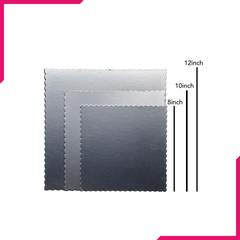 Square Cake Board Silver 3Pcs Set - bakeware bake house kitchenware bakers supplies baking