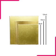 Square Cake Board Golden 3Pcs Set - bakeware bake house kitchenware bakers supplies baking