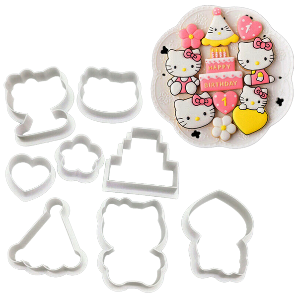 Hellow Kitty Shape Cookie Cutter 8 Pcs Set - bakeware bake house kitchenware bakers supplies baking