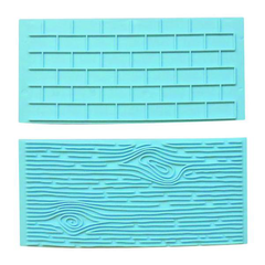 2Pc Set Brick Wall & Wood Grain Press Plate Baking Decor Design Tool - bakeware bake house kitchenware bakers supplies baking