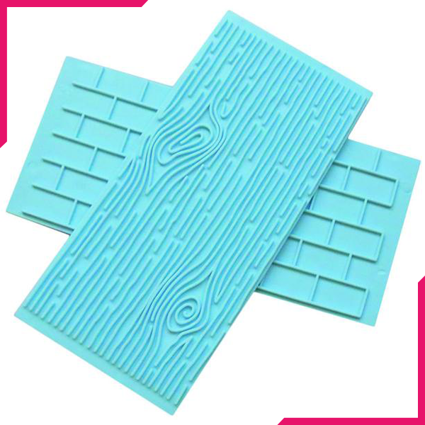 2Pc Set Brick Wall & Wood Grain Press Plate Baking Decor Design Tool - bakeware bake house kitchenware bakers supplies baking