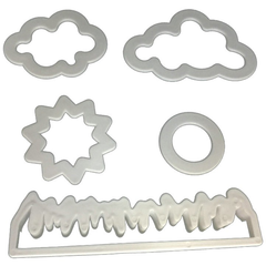 Nature - Grass, Sun, Cloud Plastic Cutter (5pcs) - bakeware bake house kitchenware bakers supplies baking
