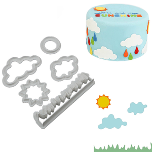 Nature - Grass, Sun, Cloud Plastic Cutter (5pcs) - bakeware bake house kitchenware bakers supplies baking