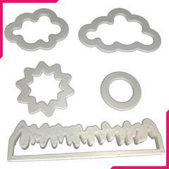 Nature - Grass, Sun, Cloud Plastic Cutter (5pcs) - bakeware bake house kitchenware bakers supplies baking