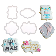 Vintage Plaque Cookie Frame Cutter 4pcs Set - bakeware bake house kitchenware bakers supplies baking