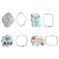 Vintage Plaque Cookie Frame Cutter 4pcs Set - bakeware bake house kitchenware bakers supplies baking