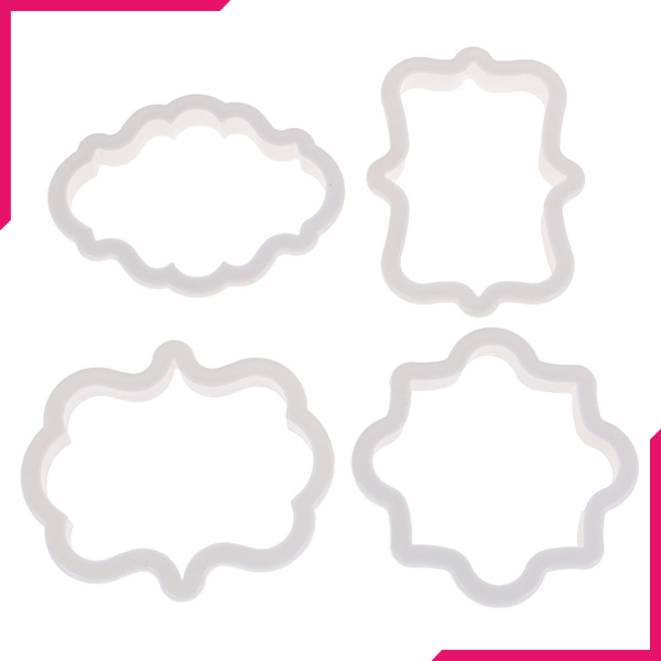 Vintage Plaque Cookie Frame Cutter 4pcs Set - bakeware bake house kitchenware bakers supplies baking