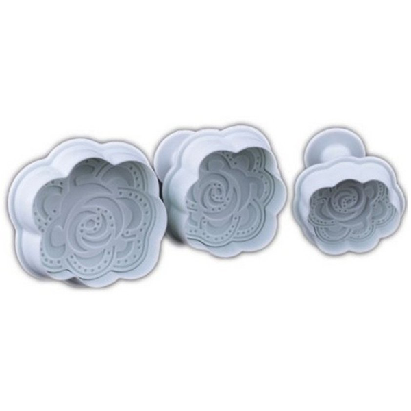 Pressed Rose Plunger Cutter 3 pieces Set - bakeware bake house kitchenware bakers supplies baking