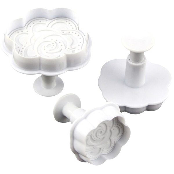 Pressed Rose Plunger Cutter 3 pieces Set - bakeware bake house kitchenware bakers supplies baking