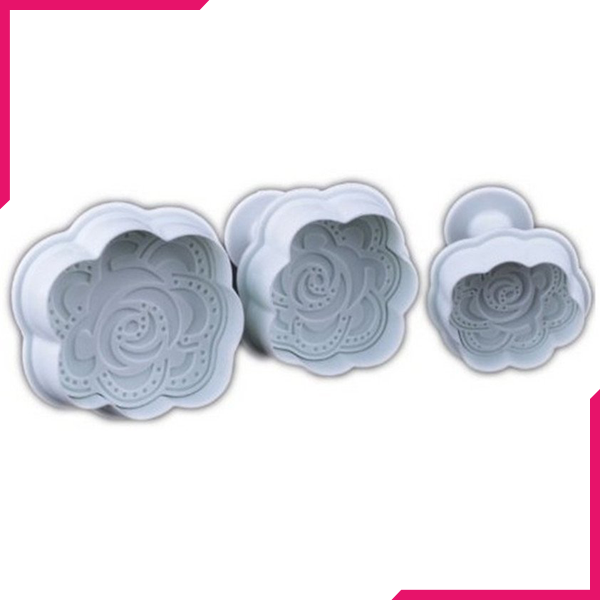 Pressed Rose Plunger Cutter 3 pieces Set - bakeware bake house kitchenware bakers supplies baking