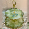 Handmade Resin Art Green Royal 2 Tier Platter