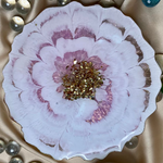 Handmade Resin Art Pink White Flower Coaster