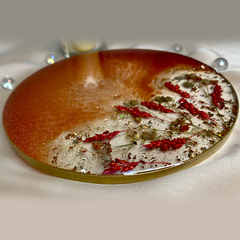 Handmade Resin Art Maroon Flower Large Coaster