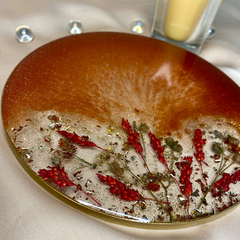 Handmade Resin Art Maroon Flower Large Coaster