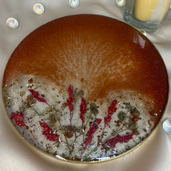 Handmade Resin Art Maroon Flower Large Coaster