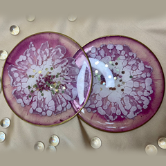 Handmade Resin Art Magenta Flower Coaster Set