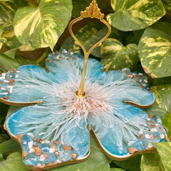 Handmade Resin Art Blue Flower Dish