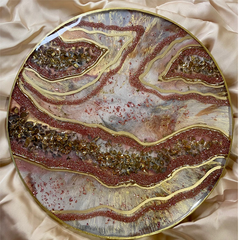 Handmade Resin Art Geode Pink Dish