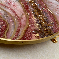 Handmade Resin Art Geode Pink Dish