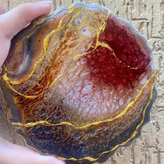 Handmade Resin Art Multicolor Cells Coster