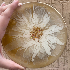 Handmade Resin Art Champagne Flower Large Coaster