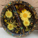 Handmade Resin Art Black & Yellow Section Dish