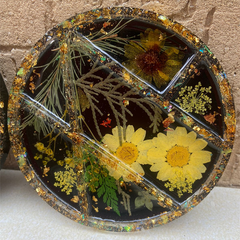 Handmade Resin Art Black & Yellow Section Dish