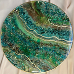 Handmade Resin Art Emerald Green Dish With Gold Foil Edges