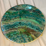 Handmade Resin Art Emerald Green Dish With Gold Foil Edges