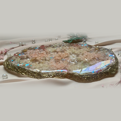 Handmade Resin Art Crusty Edge Flower Embedded Dish