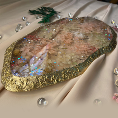 Handmade Resin Art Crusty Edge Flower Embedded Dish