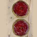 Handmade Resin Art Crusty Edge Apple Red Coaster Pair