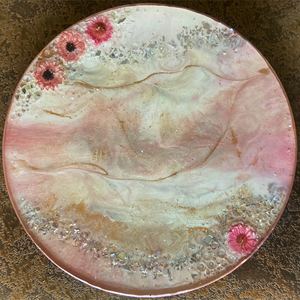Handmade Resin Art Light Pink Flower Tray