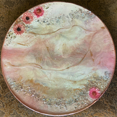 Handmade Resin Art Light Pink Flower Tray