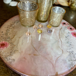Handmade Resin Art Light Pink Flower Tray