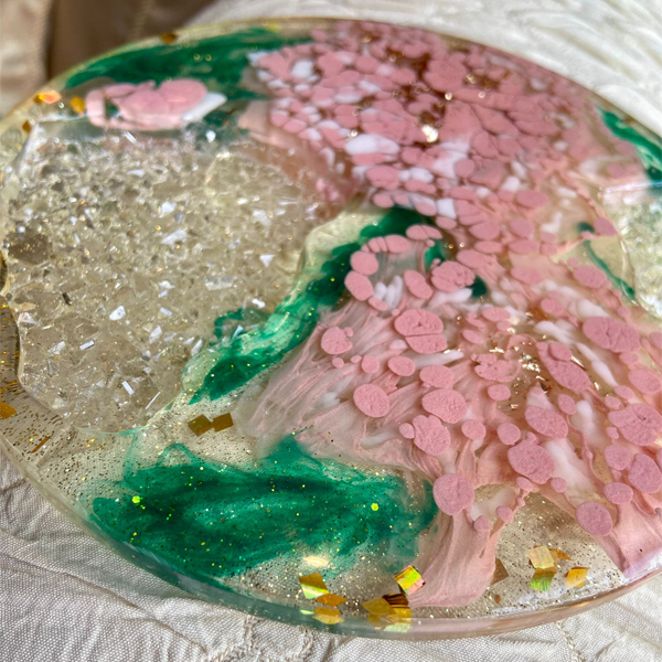 Handmade Resin Art Druzy Flower Dish Small