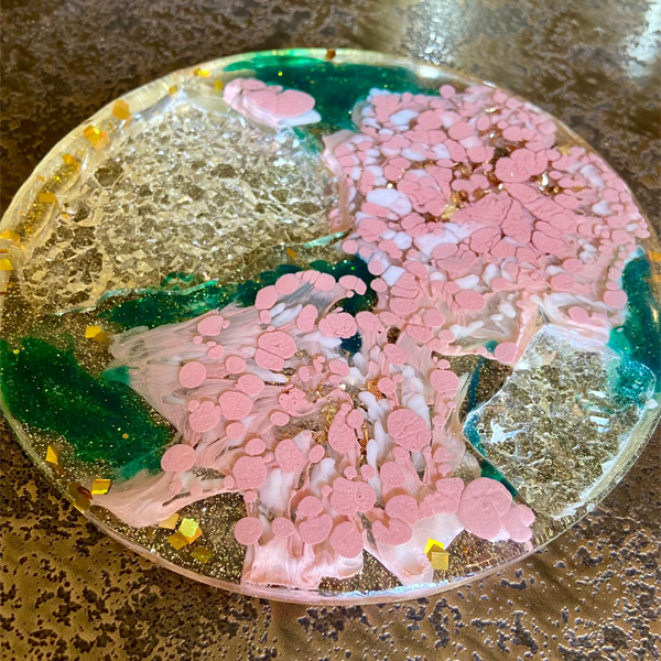 Handmade Resin Art Druzy Flower Dish Small