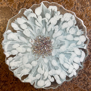 Handmade Resin Art Single White Clear Coaster