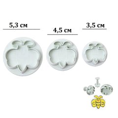 Honey Bee Fondant Plunger Cutter 3Pcs Set